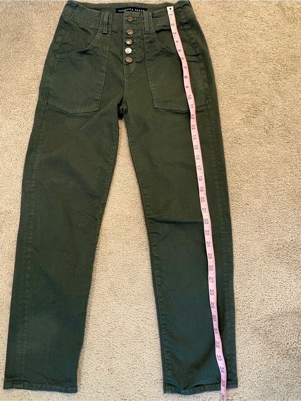 Veronica Beard Arya Cargo Straight-Leg Pants Women's Size 24 Army Green - Picture 8 of 9